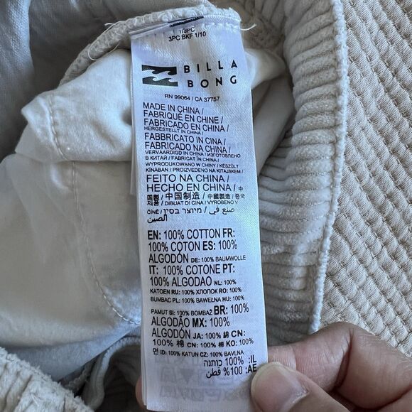 Billabong Midtown Straight Leg Corduroy Pants Women Sz 27 Ivory Highrise Classic - Picture 10 of 16